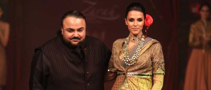 Designer JJ Vallaya with Neha Duphia