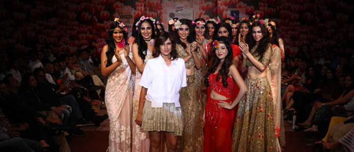 Designer Rina Dhaka with Amrita Puri